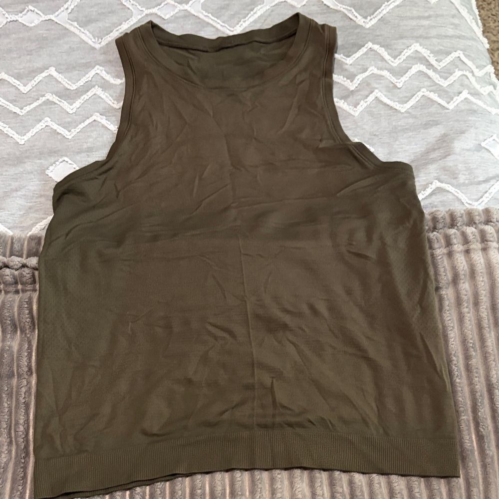 lululemon athletica Olive Green Ribbed-Hem Tank Top